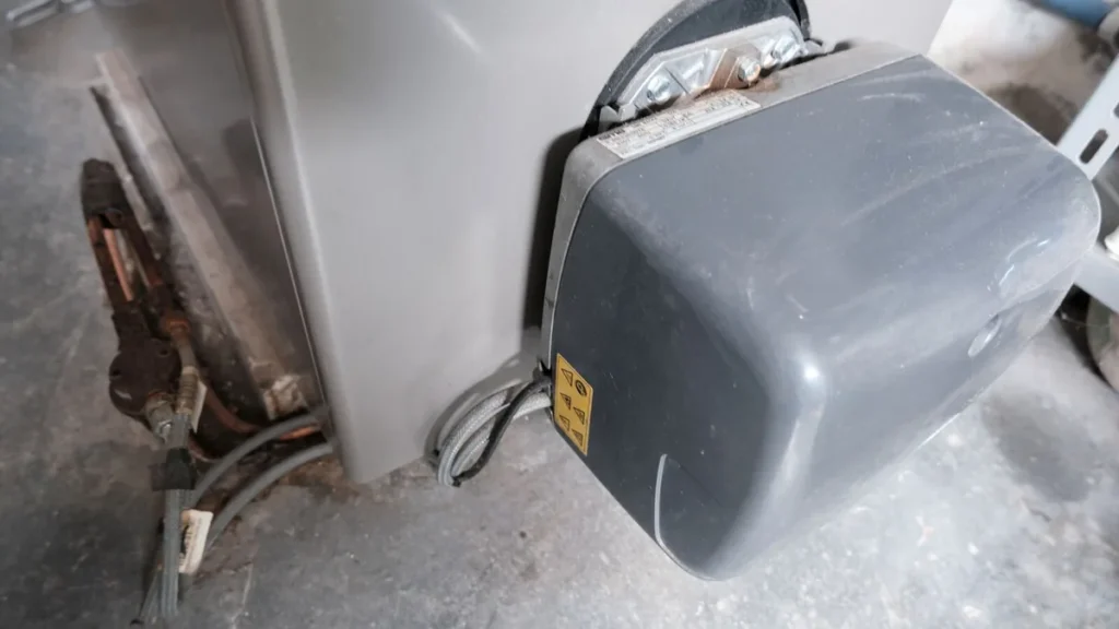 Bruciatore a gasolio montato sulla caldaia, nel locale caldaia